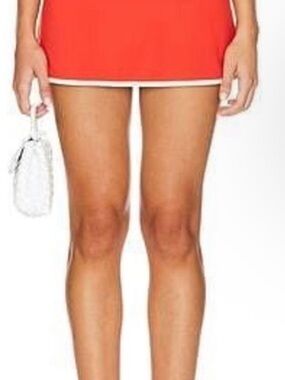 WEWOREWHAT Tube Mini Skirt in Fiery Red & Off White XS Tennis Athleisure NWT